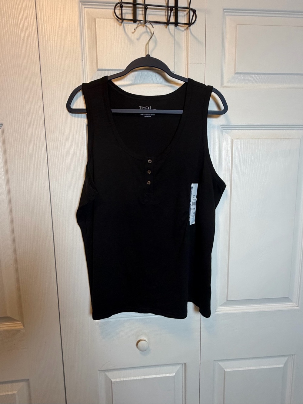 Time and Tru Black Henley Tank Top XXXL 22 TENCEL Blend NWT